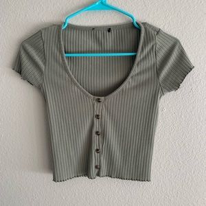 sage green crop top